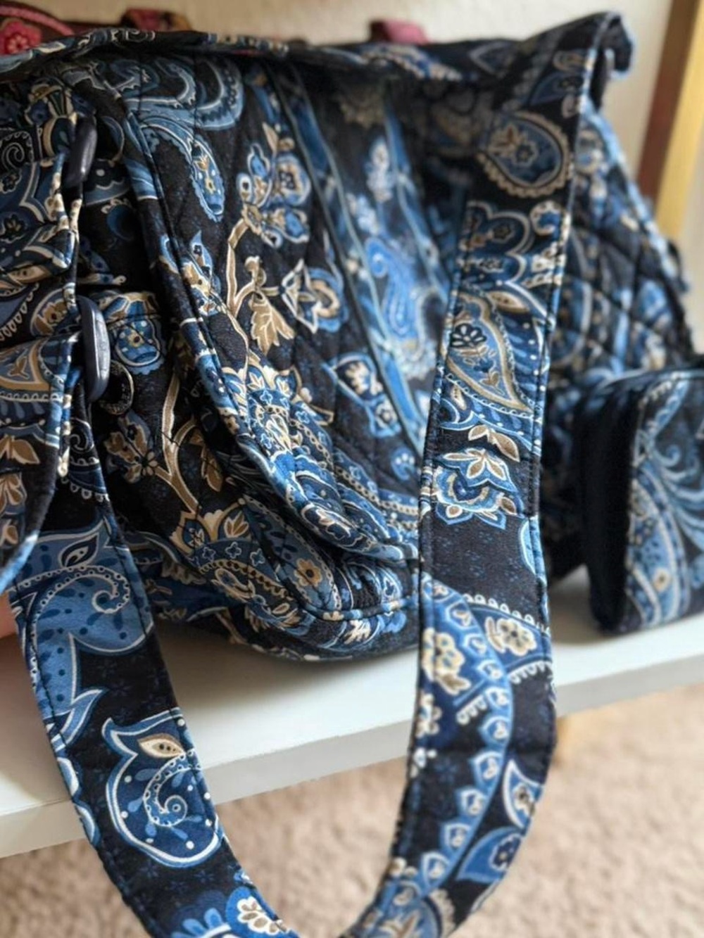 💙 Vera Bradley Blue Paisley Quilted Crossbody Bag Wallet Set - Picture 7 of 17